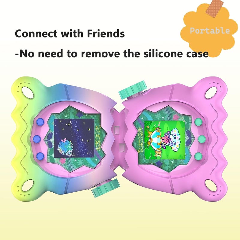 JCHPINE Silicone Cover Case for Tamagotchi Paradise Interactive Virtual Pet, Stand Up Case for Tamagotchi Paradise Screen Protector and Lanyard (Rainbow) - Image 5